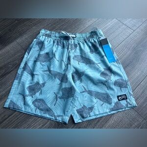 Kids Swim Trunks - Blue with fish print NWT